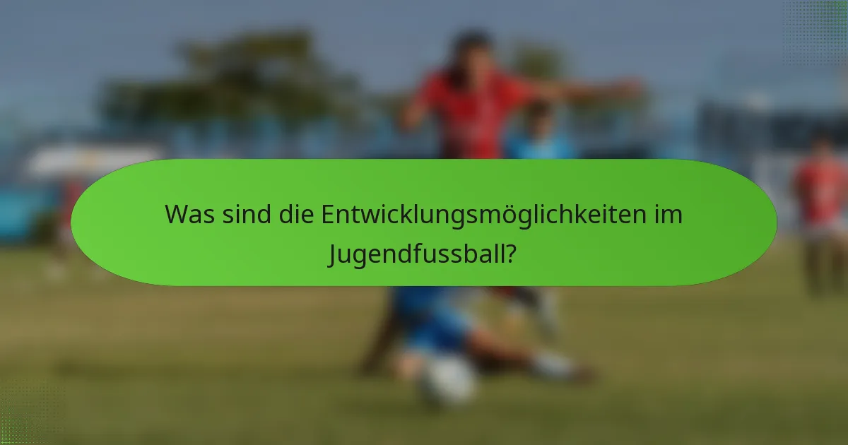 Was sind die Entwicklungsmöglichkeiten im Jugendfussball?